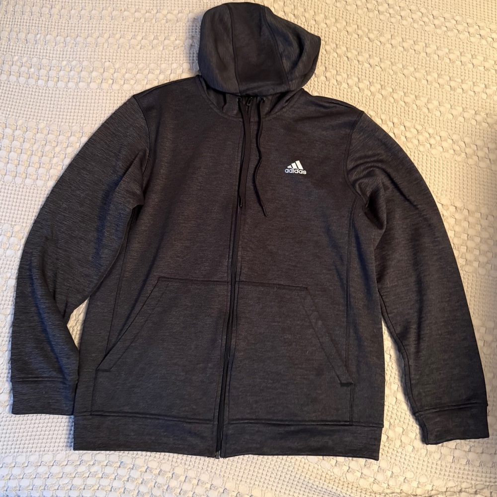 Adidas Climawarm Full Zip Hoodie Jacket Charcoal Gray